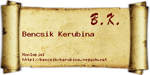 Bencsik Kerubina névjegykártya
